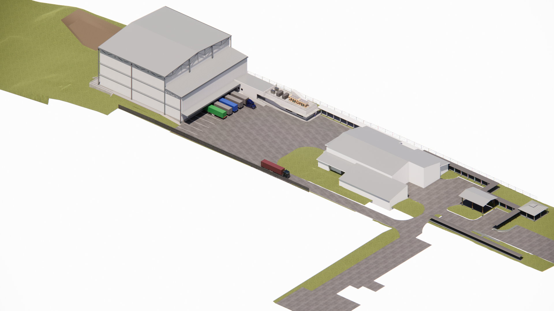 Overall isometric view of the cold-storage complex